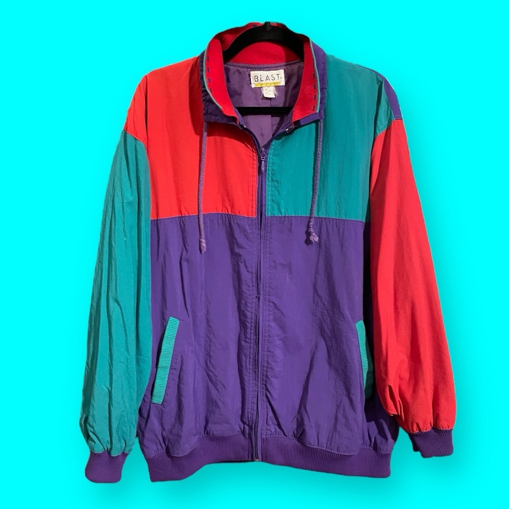 Vintage 80s Color block full zip Winbreaker